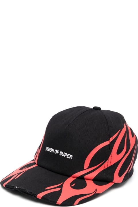 Vision of Super Hats for Men Vision of Super Black Cap With Red Tribal Print