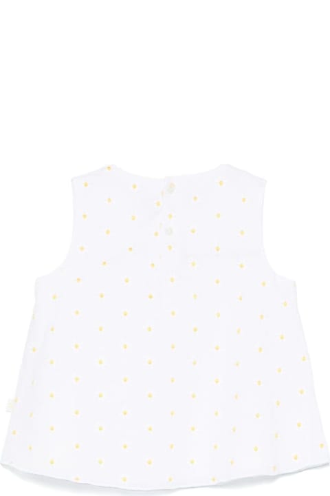 Homeware Il Gufo White Sleeveless Blouse With All-over Floral Print In Cotton Girl