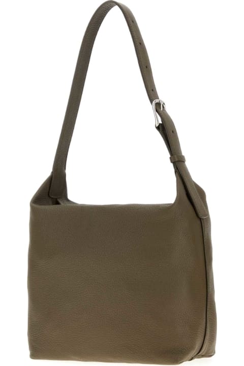 The Row Olive Green Leather Isa Shoulder Bag