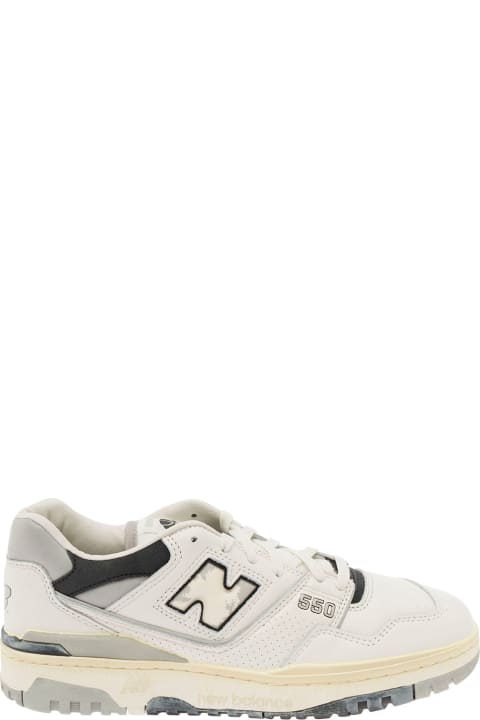 インテリア New Balance '550' White And Grey Low Top Sneakers With Logo And Contrasting Details In Leather Man