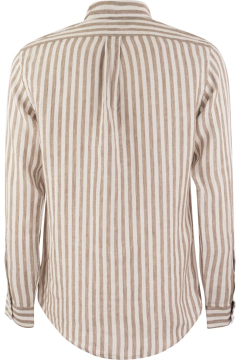 Polo Ralph Lauren Shirts for Men Polo Ralph Lauren Linen Shirt With Striped Pattern And Logo
