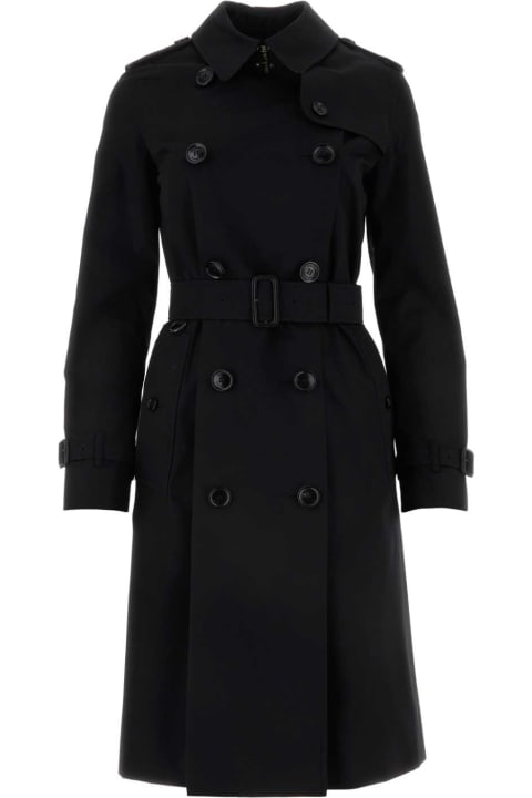 Coats & Jackets for Women Burberry Black Gabardine Heritage Kensington Trench Coat
