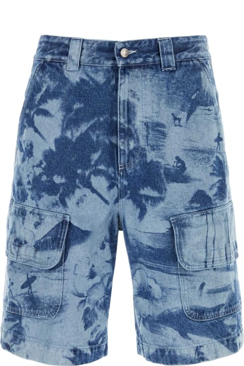 MSGM Pants for Women MSGM Printed Denim Bermuda Shorts
