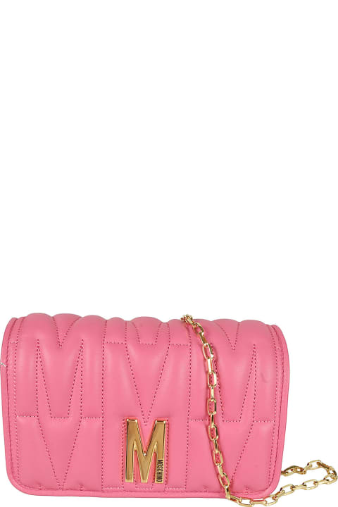 Moschino Shoulder Bags for Women Moschino M Plaque Quilted Flap Chain Shoulder Bag