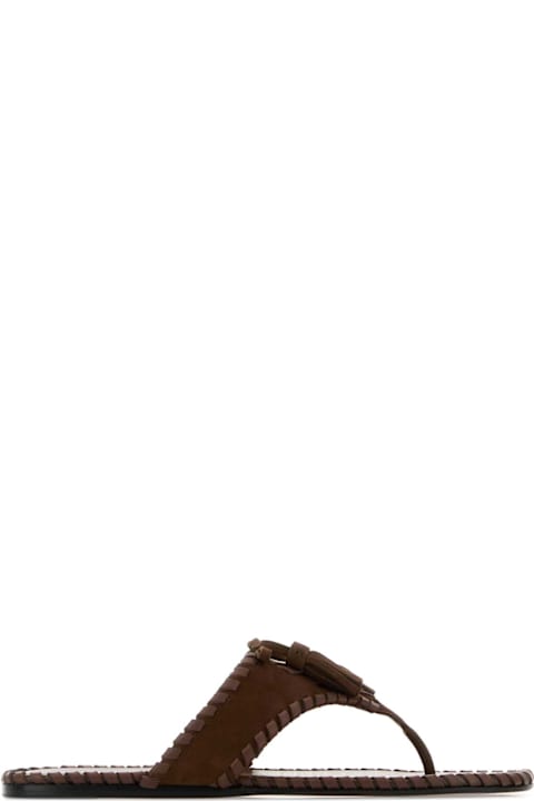 Prada Brown Suede Thong Slippers