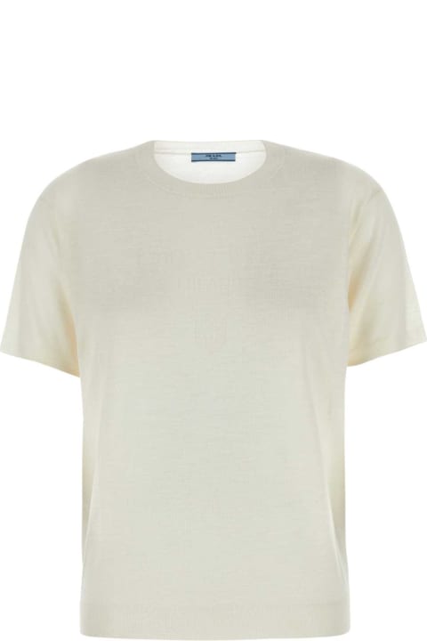 Prada Topwear for Women Prada Ivory Cashmere Sweater