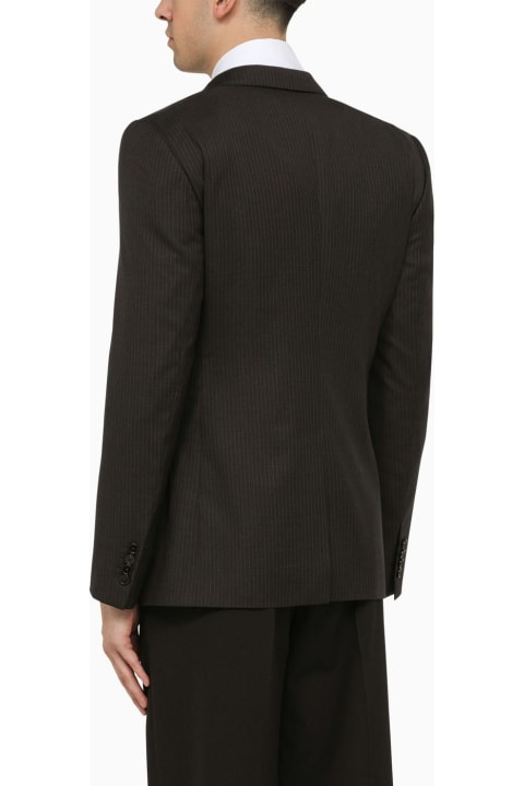 Dolce & Gabbana Menのセール Dolce & Gabbana Dark Grey Single-breasted Pinstripe Jacket
