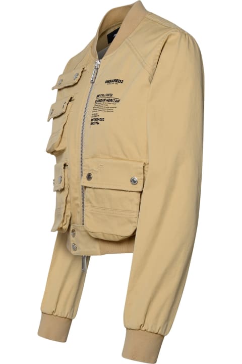 Dsquared2 for Women Dsquared2 Beige Cotton Bomber Jacket