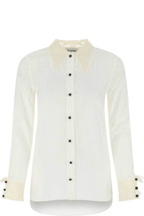 ウィメンズ新着アイテム Saint Laurent White Cotton Blend Shirt