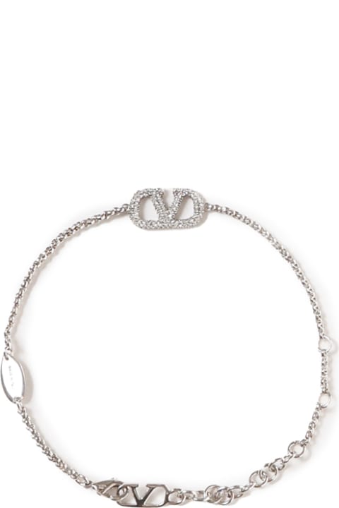 Jewelry for Women Valentino Garavani Vlogo Bracelet With Soft Chain And Crystals