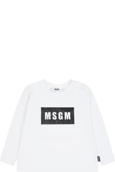 MSGM for Kids MSGM White T-shirt For Baby Kids With Logo