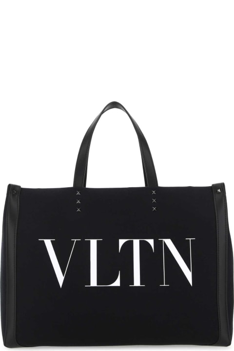 Valentino Garavani Totes for Men Valentino Garavani Black Canvas Vltn Ecolab Shopping Bag