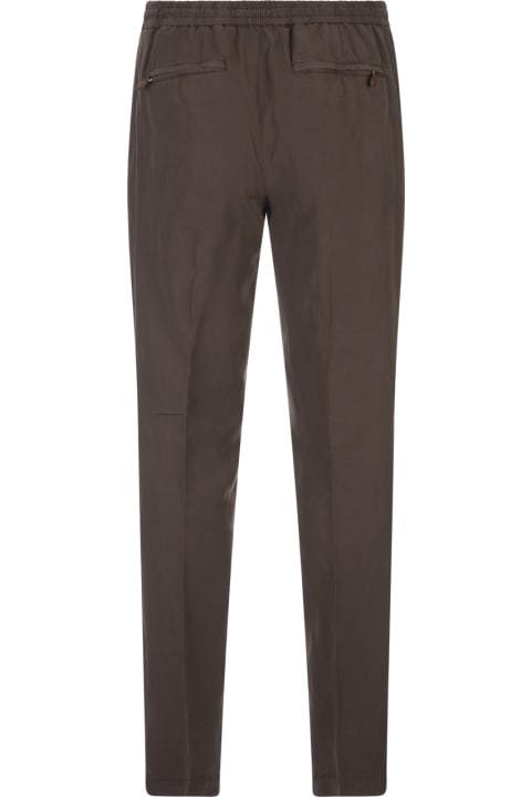 Pants for Men PT01 Brown Linen Blend Soft Fit Trousers