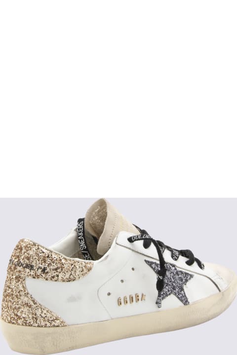Golden Goose White And Gold Sneakers