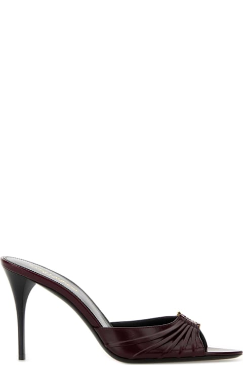 Saint Laurent Burgundy Leather Mules