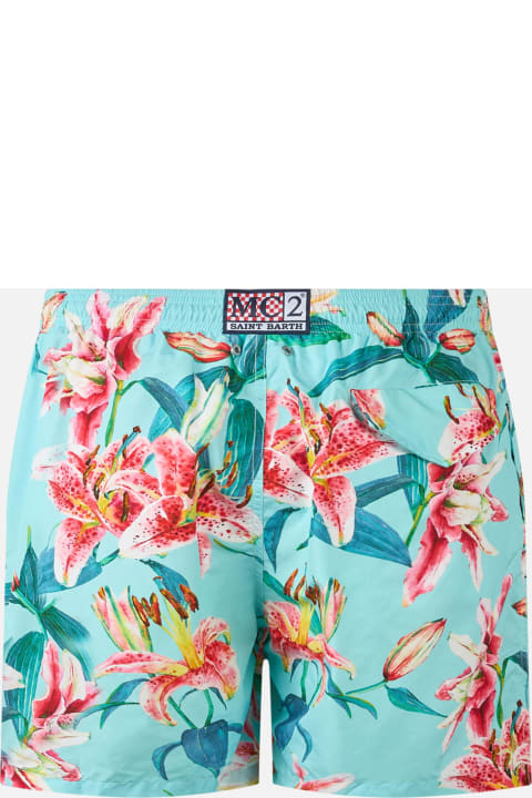 Swimwear for Men MC2 Saint Barth Man Lightweight Fabric Swim-shorts Lighting With Tropical Flowers Print