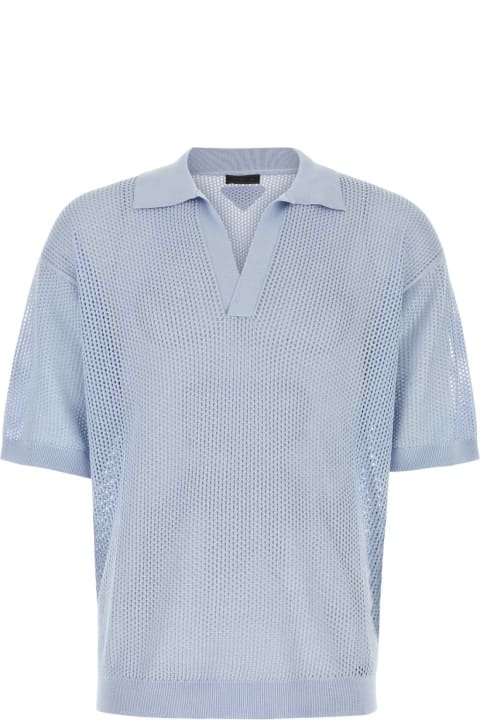 Prada Clothing for Men Prada Powder Blue Silk Blend Polo Shirt