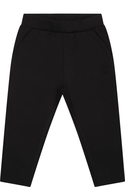 ベビーボーイズ Calvin Kleinのボトムス Calvin Klein Black Trousers For Baby Boy With Logo
