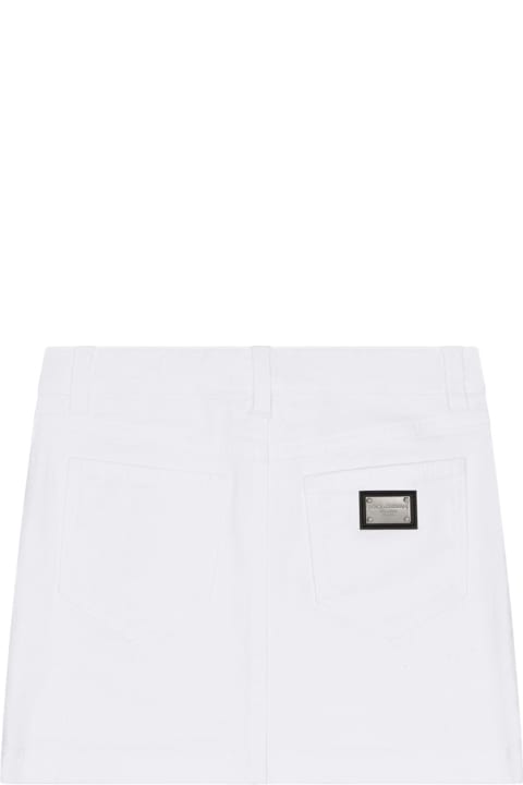 Dolce & Gabbana for Girls Dolce & Gabbana 5 Pocket White Denim Skirt With Tears