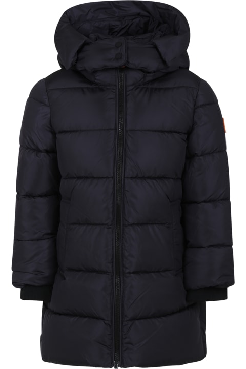 Homeware Save the Duck Black Down Jacket For Girl With Logo