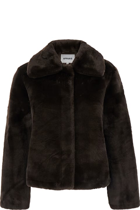 Apparis for Women Apparis 'elis' Brown Jacket With Collar In Eco Fur Woman