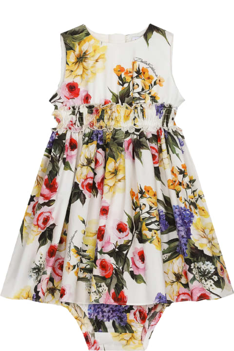 Dresses for Baby Girls Dolce & Gabbana Dress With Garden Print Poplin Cover