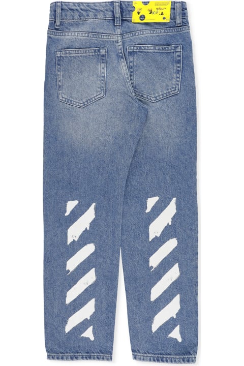 Bottoms for Boys Off-White Cotton Jeans