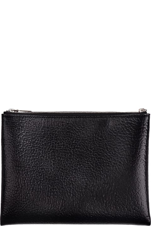 Alexander McQueen Bags for Men Alexander McQueen Black Hammered Leather Clutch Bag With Logo