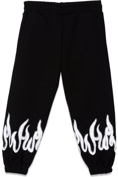 Vision of Super Bottoms for Boys Vision of Super Black Pants Kids With White Spray Flames