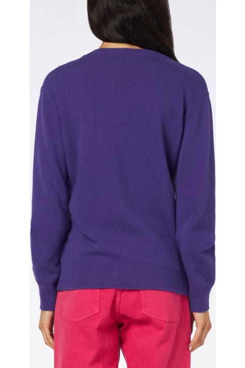 Homeware MC2 Saint Barth Woman Crewneck Purple Sweater With E Se Ti Innamori? Embroidery | Niki Dj Special Edition