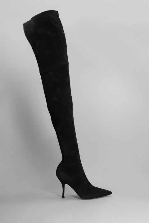 Mama High Heels Boots In Black Suede