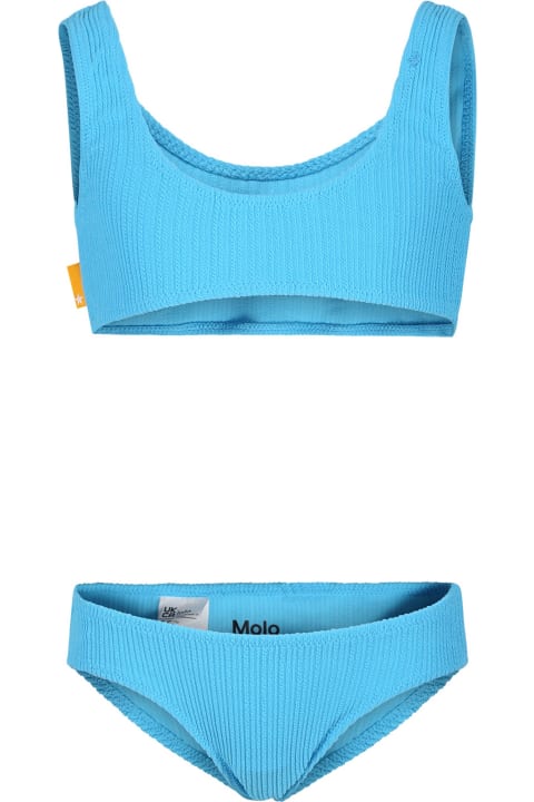 Molo Kids Molo Light Blue Bikini For Girl With Logo