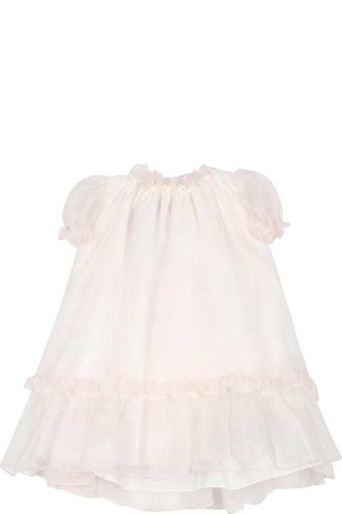 La stupenderia for Kids La stupenderia Pink Dress For Baby Girl With Flowers Embroidered