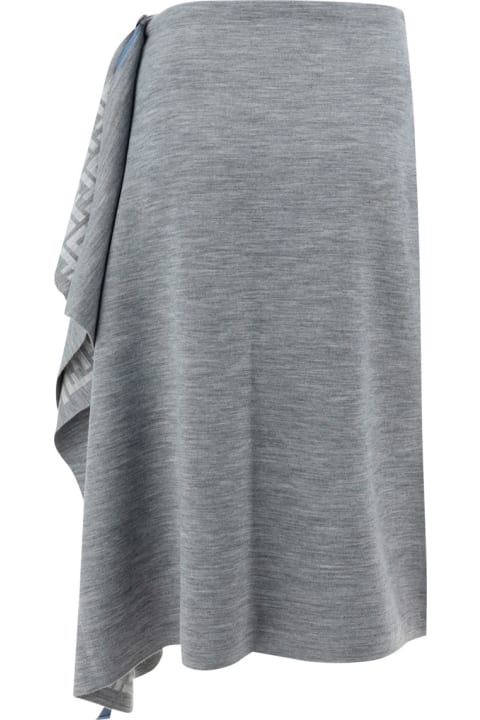 Homeware Fendi Asymmetrical Hem Midi Skirt