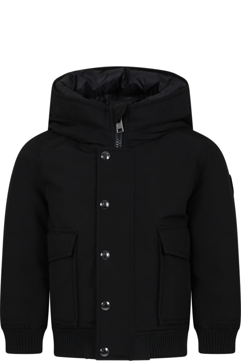 Coats & Jackets for Boys Woolrich Black Down Jacket For Boy With Logo