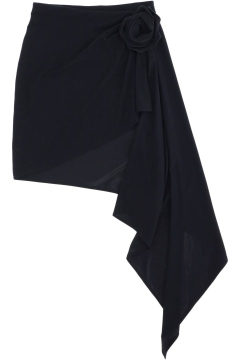 Homeware Magda Butrym Mini Skirt With Drape And Floral Applique