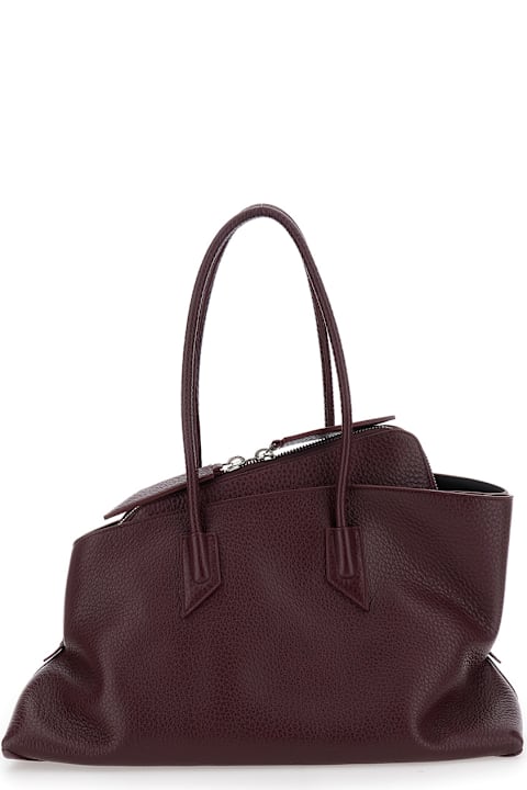 Homeware The Attico 
la Passeggiata
 Bordeaux Shoulder Bag With Two Top Handles In Leather Woman