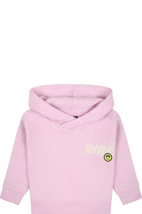 ベビーボーイズ トップス Barrow Pink Sweatshirt For Baby Girl With Logo And Bear