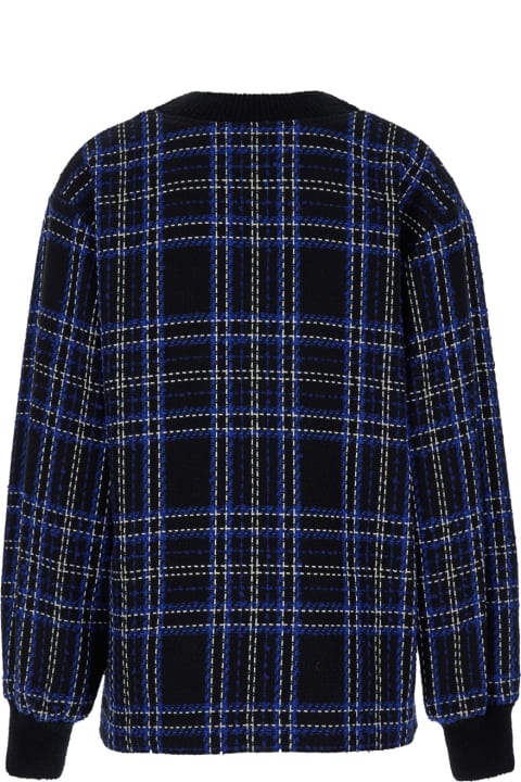 MSGM Coats & Jackets for Women MSGM Oversized Blue And Black Jacket With Check Motif In Heavy Fabric Woman