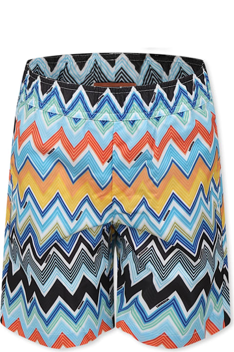 Missoni Kids Missoni Kids Multicolor Swim Shorts For Boy With Chevron Pattern