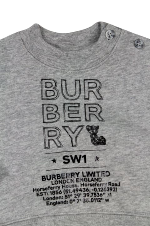 Sale for Baby Boys Burberry Sponge-effect Cotton Crewneck Sweatshirt With Drawn Logo