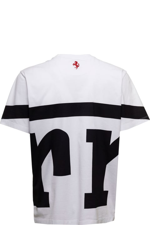 Ferrari Man's Black And White Cotton T-shirt With Logo