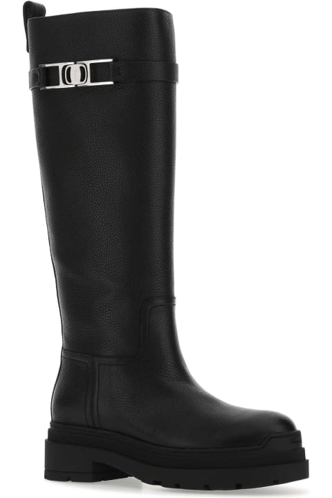 Ferragamo Boots for Women Ferragamo Black Leather Ryder Boots