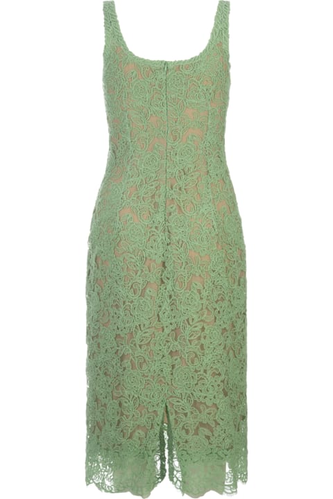 Ermanno Scervino Dresses for Women Ermanno Scervino Green Floral Lace Midi Dress
