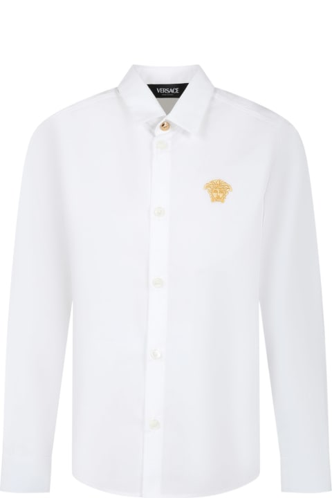 Shirts for Boys Versace White Shirt For Boy With Medusa