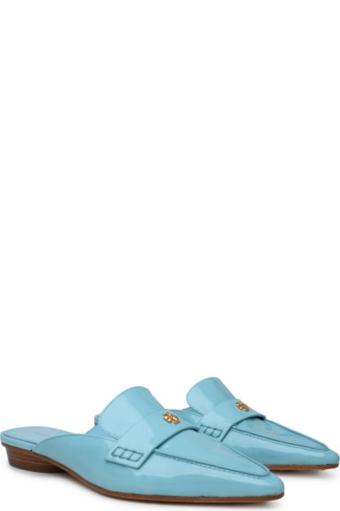 Tory Burch Sandals for Women Tory Burch Light Blue Shiny Leather Pointed Sabots