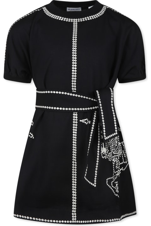 Fashion for Kids Burberry Black Dress For Girl With Equestrian Knigh