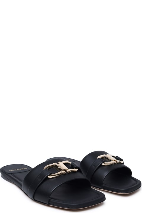 Sandals for Women Ferragamo Black Leather Slippers