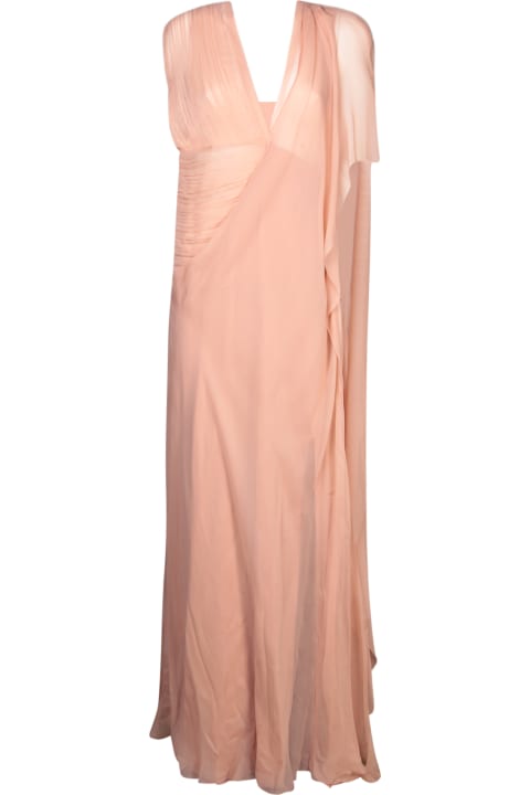 Alberta Ferretti Clothing for Women Alberta Ferretti Long Pink Silk Chiffon Dress