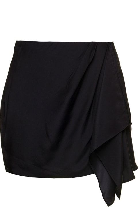 GAUGE81 Skirts for Women GAUGE81 'anjo' Black Miniskirt With Dramatic Side Draping Detail In Silk Woman Gauge81